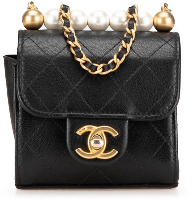 샤넬 중고 2000-2023 미니 염소 가죽 시크 펄 클러치 온 체인 크로스 백