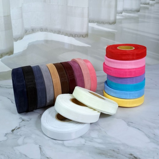 리본 - 프린세스 오간디 망사 시스루 리본 50yd 1롤 포장 재료 diy, 15mm, 연하늘