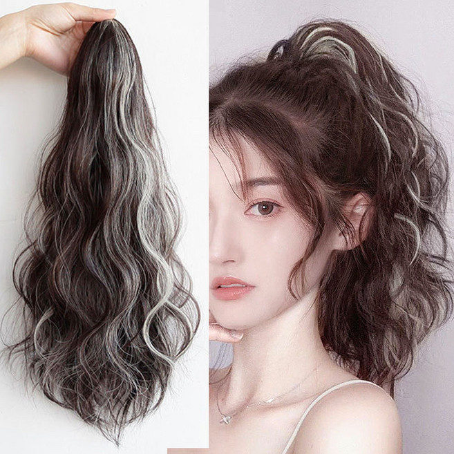 팬시온 브릿지 포니테일 가발집게핀 묶음머리 집게 붙임머리 집게핀 부분 헤어피스 염색, 다크브라운, 1개