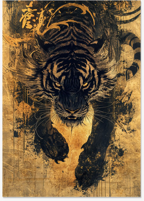 대한민국 호랑이 그림 풍수지리 그림 펠트 패브릭포스터, FB_풍수호랑이_09, A4