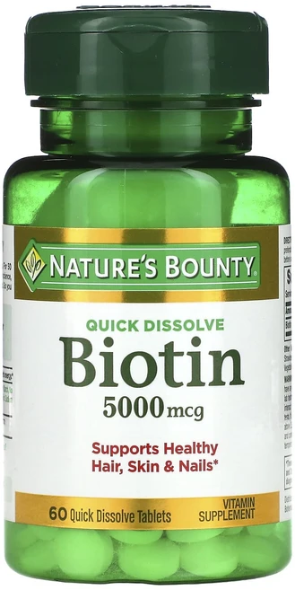 Nature's Bounty 비오틴 5000mcg 빠른 용해 정제 60정, 1개 - 쿠팡