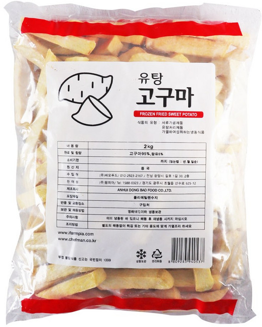 푸드올마켓_ 팜피아 냉동고구마스틱 2kg /냉동, 1개