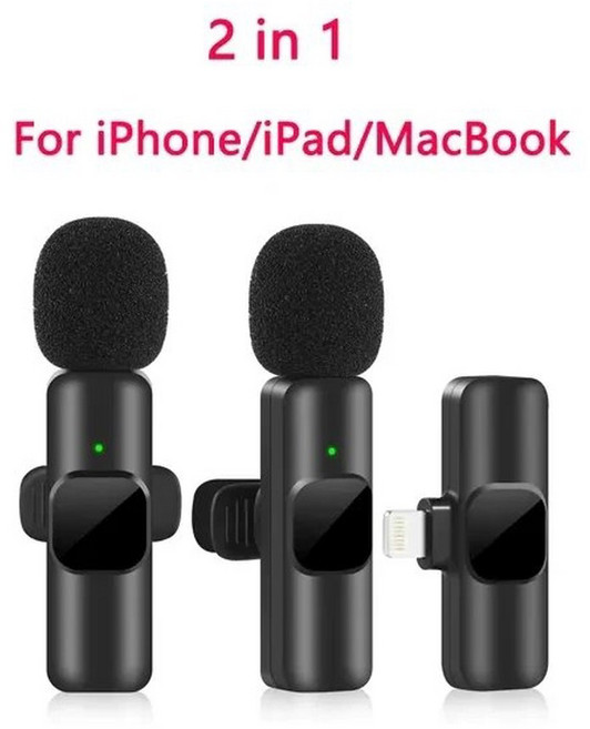 k60 신형 무선 라발리에 마이크 방송 폰 라이브 미니 안드 휴대용 게임용 오디오 비디오, T04-2in1 For Lightning, 1개