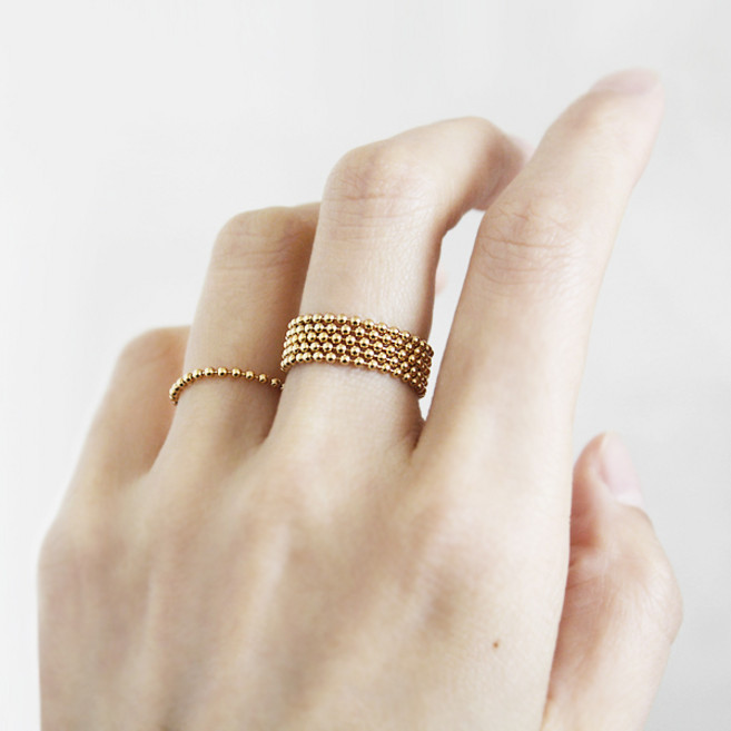 14K GF 볼체인 레이어드 반지