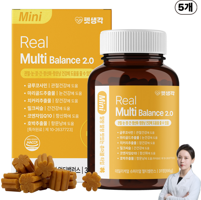 펫생각 강아지 데일리케얼 영양제, 31회분, 66g, 종합영양제, 5개