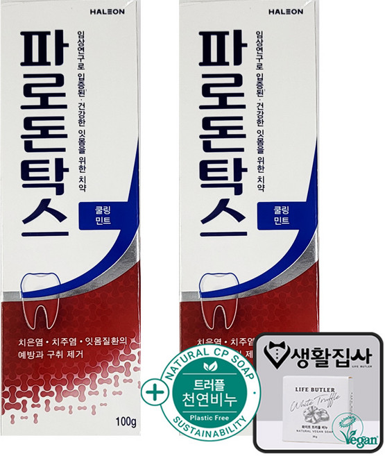 파로돈탁스 쿨링 민트 잇몸치약 + 천연비누 증정, 2개, 100g