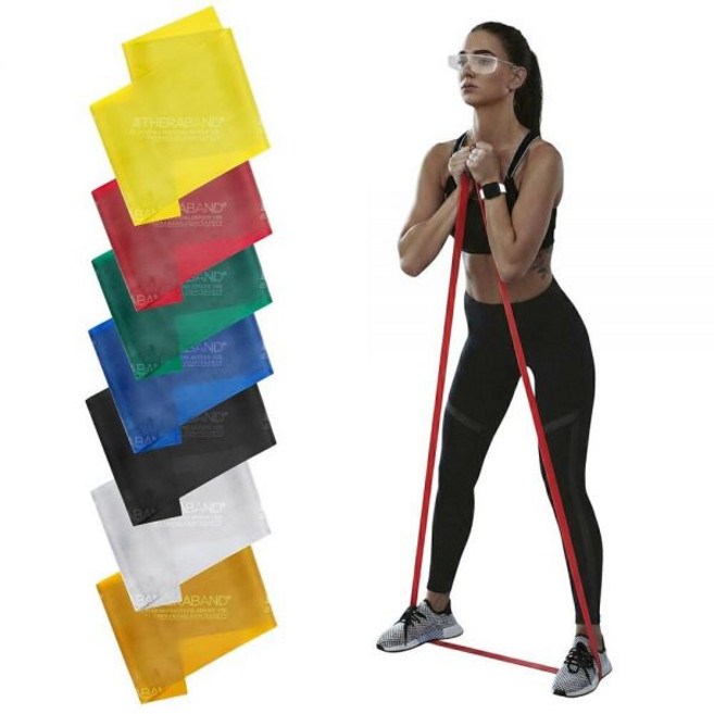 THERABAND 전문 저항 밴드 세트 운동용 1.8m(6피트) 운동 7팩 물리 치료 필라테스 및 전신 운동을 위한 스트레치 밴드 레벨 1~7, THERABAND 전문 저항 밴드 세트, 운동용 1.8