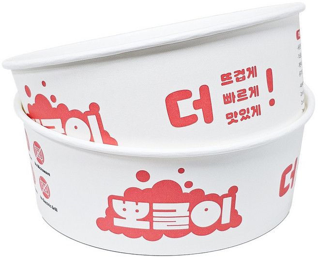 [1+1] 뽀글이 원형 라면 용기 50개 높은용기 한강 라면조리기 전용 일회용 종이 냄비, 1개, 100개입