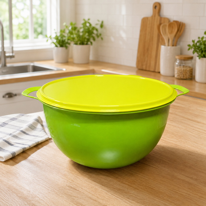 타파웨어 슈퍼 보울 핸들 10L 그린 멀티볼 세트 대용량 샐러드 세척 채반 믹싱볼 야채볼