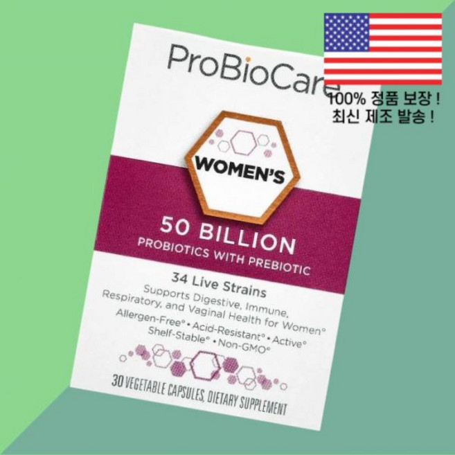 프로바이오 프리바이오틱스 유산균이 우먼 여성 여자 여자용 프로바이오틱스 유산균스 유산균 500억 마리 식물성캡슐 30정 ProBioCare Women's Probiotics W