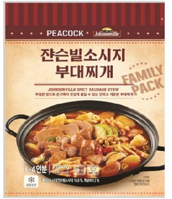 피코크 개운하고 맛 좋은 쟌슨빌 소시지 부대찌개 1kg x 2개 냉장