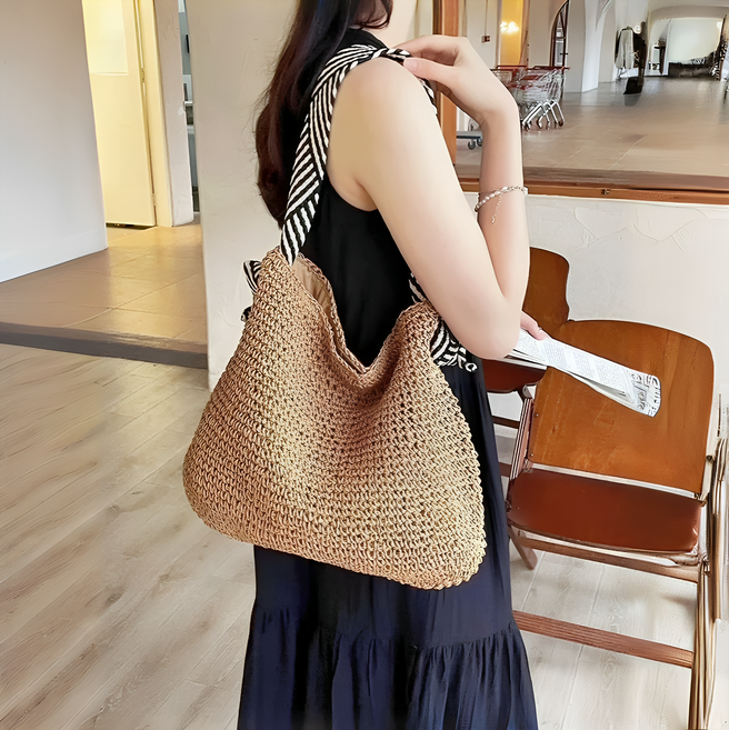 Motria여성가방 비치 백 여름데일리 숄더백 휴양지가방 대용량 토트백 숄더 라탄백