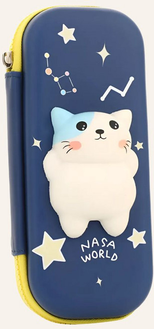 신학기선물 말랑말랑 귀여운 캐릭터 마스코트 3D 스퀴시 필통, 05. 우주냥이, 1개