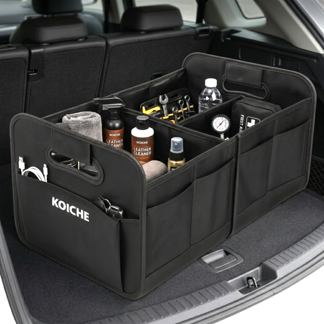 코이체 다용도 폴딩형 접이식 자동차 트렁크 정리 수납함, 블랙