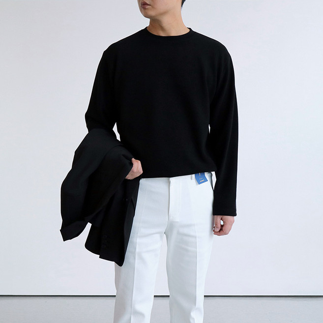 [맨즈북] 안비치는 2중 남자 두꺼운 긴팔티셔츠 봄 가을 정장 이너 직장인 룩