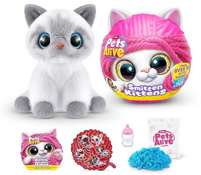 Pets 미국매장정품+ Smitten Kittens SurpriSE 샴 고양이 Mooloo ZURU Nurture Play 부드러운 장난감 언박싱 인터랙티브 10가지 사운드 채, .0001.Bonnie.