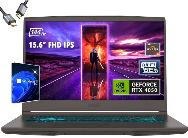 MSI GF63 얇은 게이밍 노트북 15.6인치 FHD 144Hz 인텔 i5-11400H RTX 3050 16GB RAM 512GB NVMe SSD Windows 11, 32GB RAM | 1TB PCIe SSD+pro