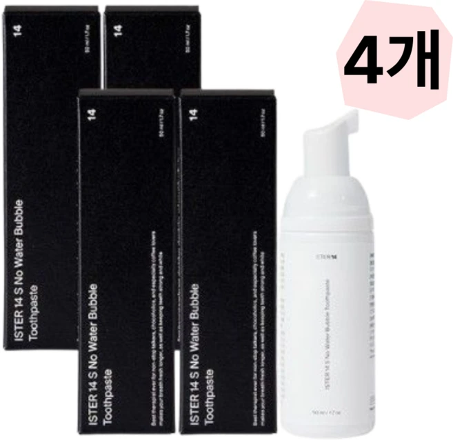 ISTER14 S 노워터 버블 치약 (불소), 50ml, 4개 - 쿠팡