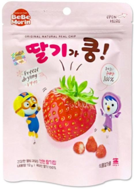 천연 딸기칩 100% 뽀로로 딸기가쿵, 12g, 2개