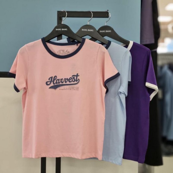 뱅뱅 HC21 여성 배색 프린트 반팔 면티셔츠 NTM535