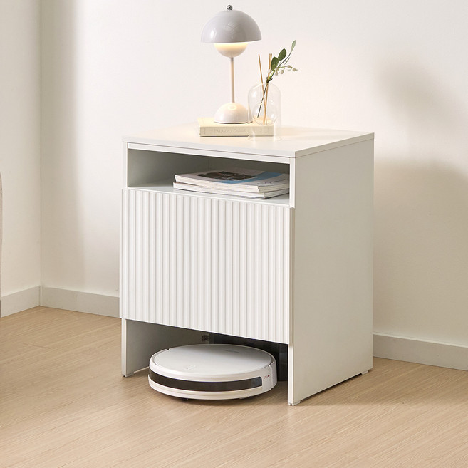 [엣지퍼니처]카비나 템버 로봇청소기 수납장 협탁, 화이트