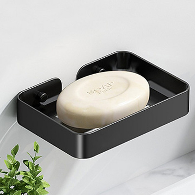 욕실 세면대 AL 비누대 홀더 거치대 비누 받침대 블랙 접착식 피스고정 모던 심플, 블랙비누대/AL, 1개