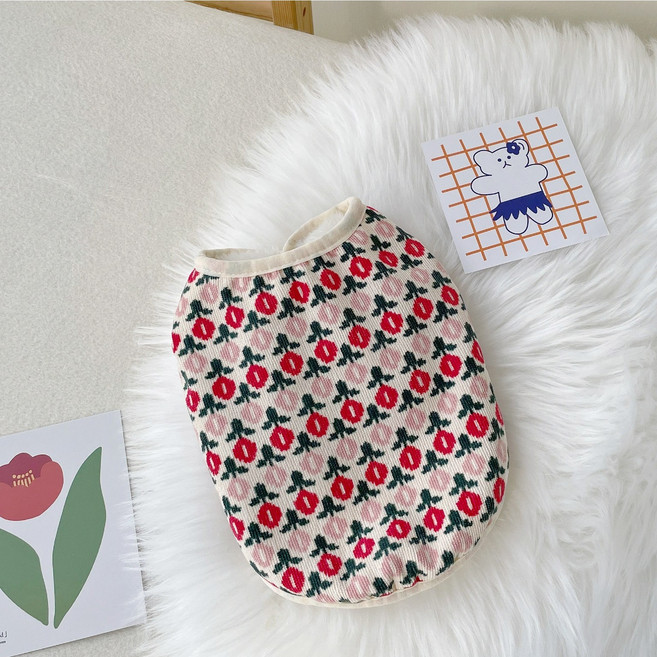 쬬꼬미마트 강아지 겨울 김장조끼 촌캉스룩, 1개, 아이보리