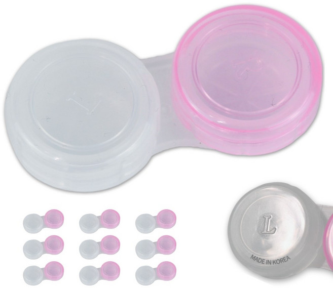 투명 국산 위생 렌즈통 렌즈케이스, 10개, 투명핑크