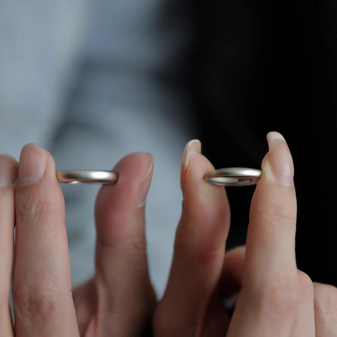 FANSYLI 1+1 커플링 심플 레이어드 링 반지 조절형 반지 선물추천 남여 심플 커플 반지 학생 반지 발렌타인 선물 기념일 선물 Rt0604A07