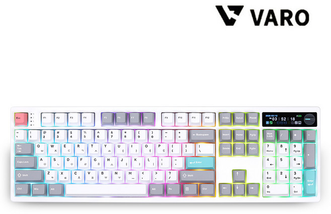 VARO V104K KNOB LCD 유무선 기계식 키보드 (저소음민트축), 화이트