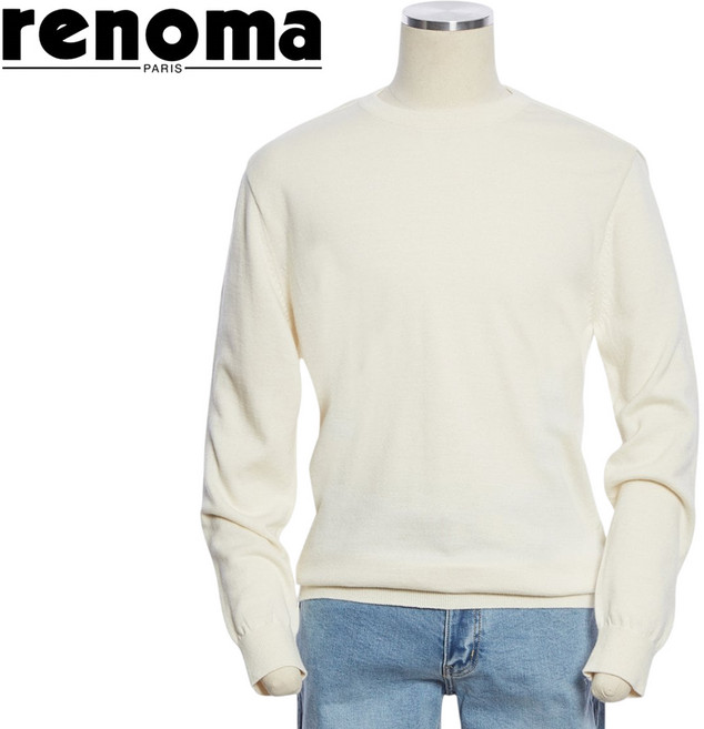 [백화점발송] 레노마 남성 니트 울 혼용 라운드넥 부드러운 재질 레귤러핏 데일리 간절기이너 출퇴근 여행 데이트 남친 선물용 고급 상의