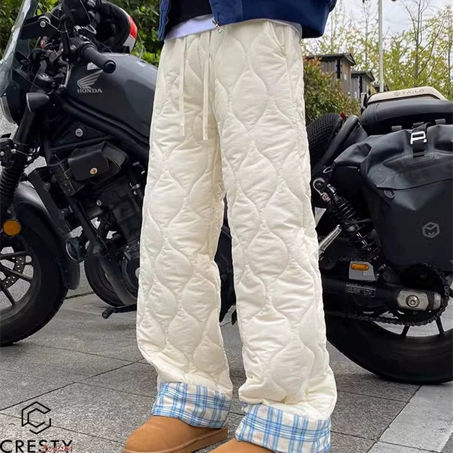 크레스티 남녀공용 보온 누빔 패딩바지 빅사이즈 방풍 기모 방한바지