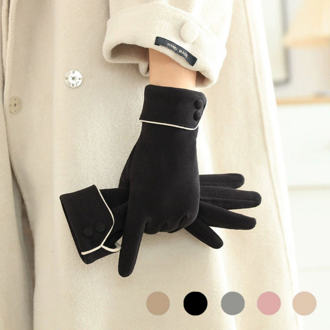 티쯔 벨벳 스판 롤업 스마트터치 방한 겨울 여성장갑