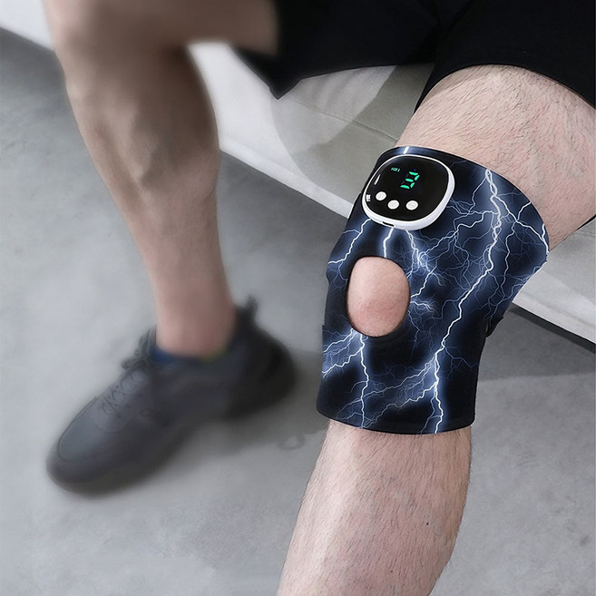 smabat 펄스 무릎마사지기 저주파 무릎 보호대 충전식 무릎보호대 미세전류 안마 무선 사용, 블랙