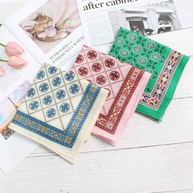 여성손수건 국산 가제 면 쁘띠 목손수건 플라워 꽃무늬 3장 1세트