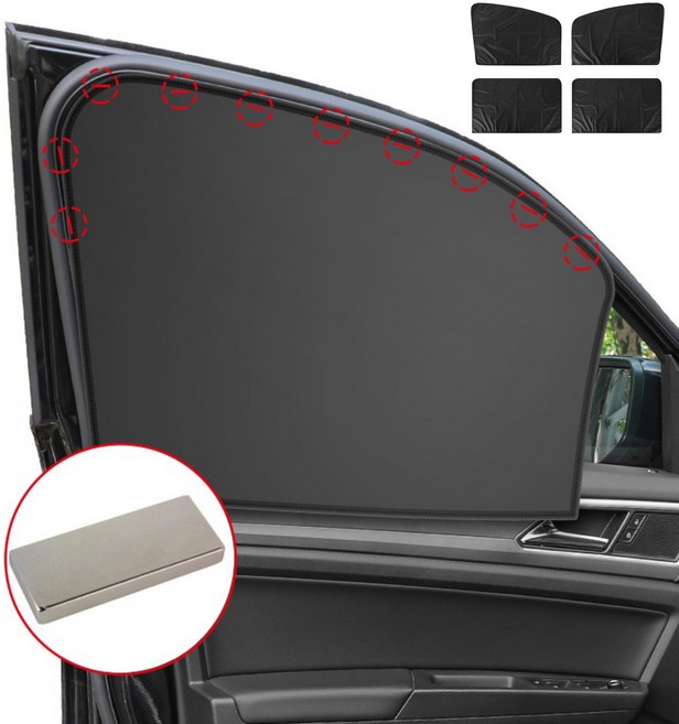 바디홈 차량용 자석타입 암막커튼 4P, 블랙, 4개