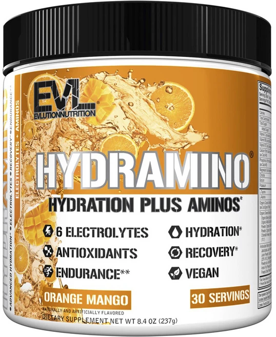 EVLUTIONNUTRITION 하이드로아미노 하이드레이션 플러스 아미노 오렌지 망고 맛, 1개, 237g - 쿠팡