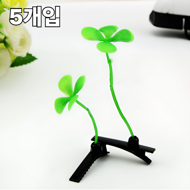 행운박스 새싹핀 네잎클로버핀 머리핀 이벤트핀