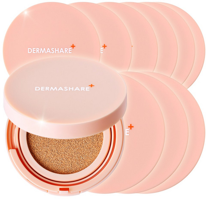 더마쉐어 광채 커버 프로폴리스 롱웨어 에센스 세럼 물광 수분 수딩 톤업 촉촉한 승무원 쿠션 팩트 15g, 23호, 10개