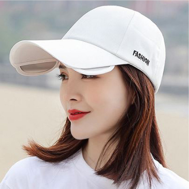 쇼션 끌리쥬 여성 여름 모자 썬캡 슬라이드 썬바이저 자외선차단 볼캡 야구 창 남성 운동 스포츠 봄 가을 남자 여자 공용, 화이트, 1개
