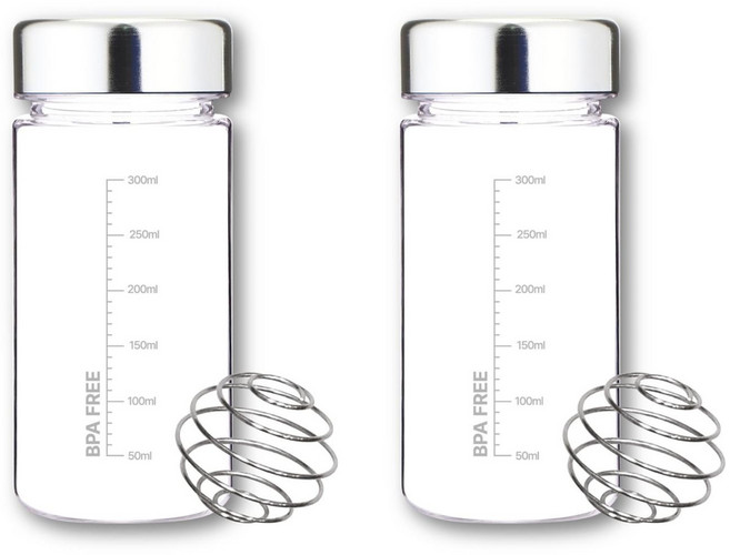 위드 쉐이커보틀 눈금물병 트라이탄 메탈캡, 2개, 실버, 350ml