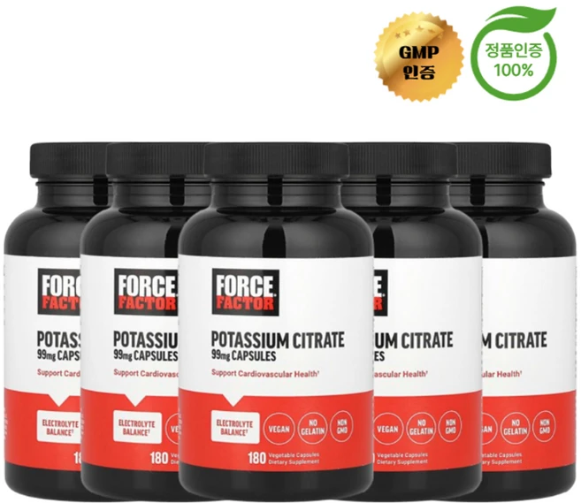 3+2 포스 팩터 구연산칼륨 99mg 베지 캡슐 180정, 5개 - 쿠팡