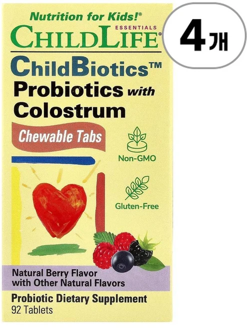 차일드라이프 차일드바이오틱스 프로바이오틱스 위드 콜로스트럼 ChildLife Essentials ChildBiotics Probiotics with Colostrum 92정 - 쿠팡
