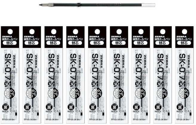 제브라 볼펜 리필심 0.7mm 블랙 SK-0.7 클립온 멀티 슬림, 9개