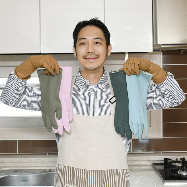[깔끄미네] 주방용 다용도 라텍스 컬러 고무장갑 5개입 라텍스 글러브 주방용품 소형 중형 대형 설거지 장갑 식약처고무라텍스장갑, (웜)브라운5개, L(대형)
