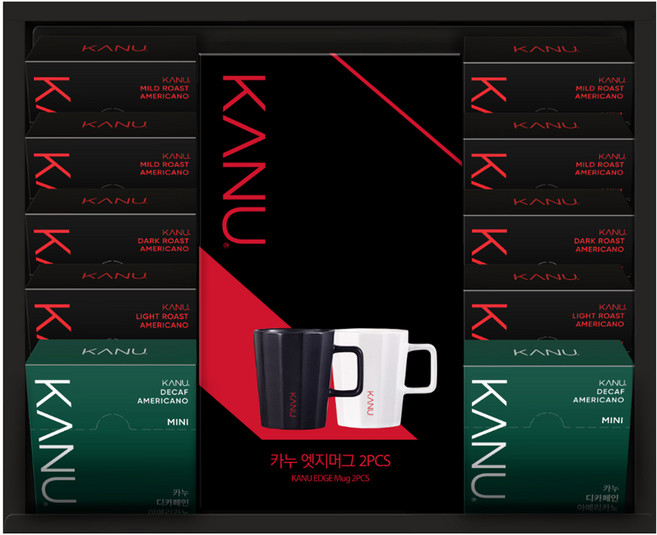 카누 선물세트 8호, 미니마일드 10T 4개 + 미니다크 10T 2개 + 미니라이트 10T 2개 + 미니 디카페인 10T 2개 + 엣지 머그 2개, 1세트