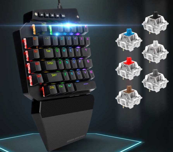 기계식 왼쪽 키보드 휴대용 무선 한손 매크로 단축키, 1개, 1. 검은축 무소음 공식