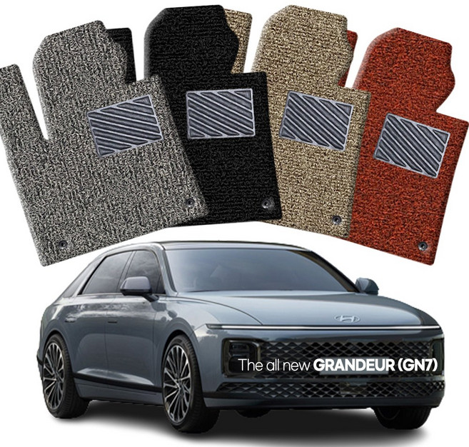 현대 디올뉴 그랜져 GN7 신형 (2022년 12월부터 출시중) 자동차매트 확장일체 1+2열 코일매트 운전 조수 뒷자리 자동차발판, 디올뉴 그랜져(가솔린 2륜), 브라운