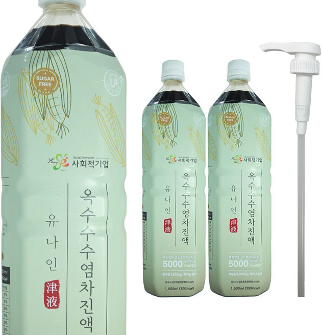 유나인 옥수수수염차 진액 1.5L X 3개+펌프 1개 희석음료 원액, 1개입