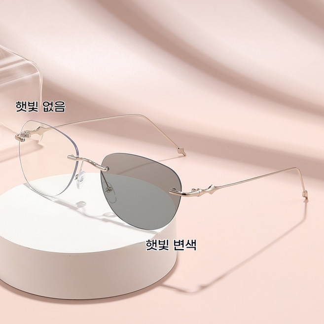 DZX 남녀공용 변색 블루라이트 자외선 차단 안경 초경량 무테 패션 선글라스 안경천+안경집